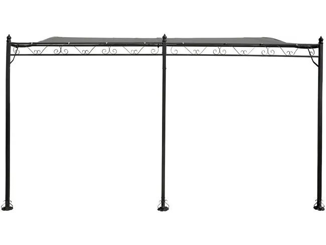 Pergola tonnelle adossée en métal - 3 x 4 m - Gris — miniature 4