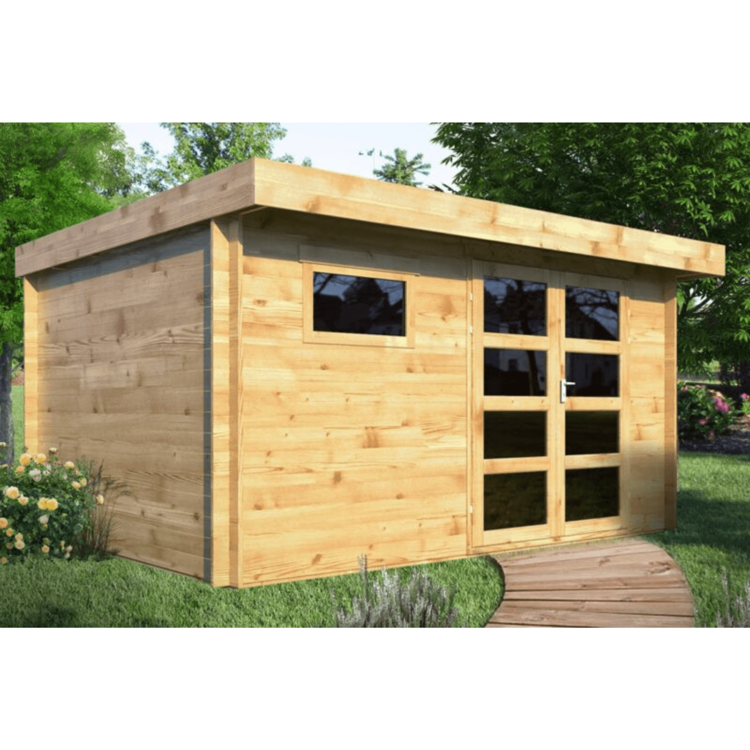 Abri de Jardin Bois moderne – 13 m2 – Qualité Supérieur – Prix usine – DESTOCKAGE — vue 1