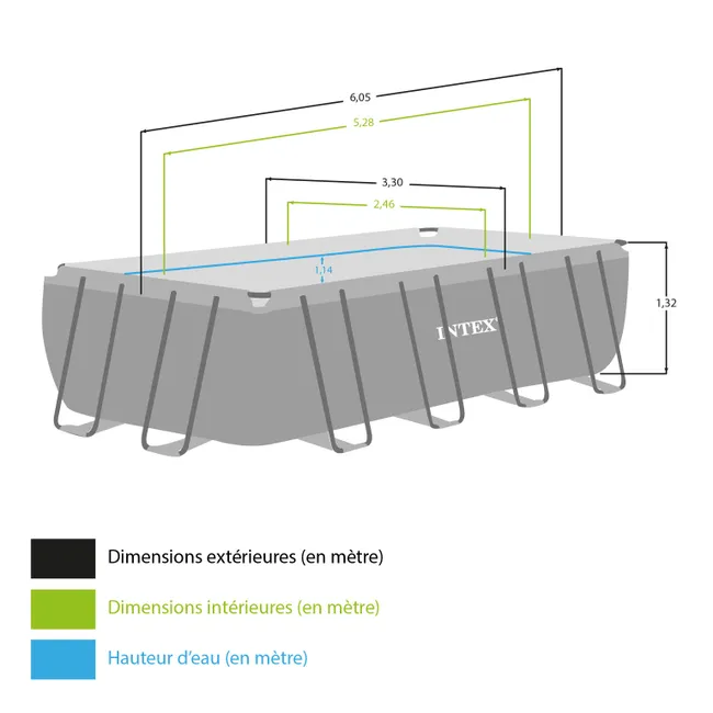 Piscine tubulaire INTEX Ultra XTR rectangulaire L. 5,49 x l. 2,74 x H. 1,32 m — vue 2