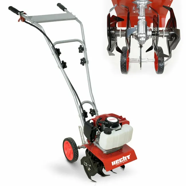 HECHT 752 Motobineuse Moteur 2 temps Fraiseuse Houe Jardin Houe du cultivateur 16 couteaux 14.3 kg largeur travail 25cm 9000tr/min